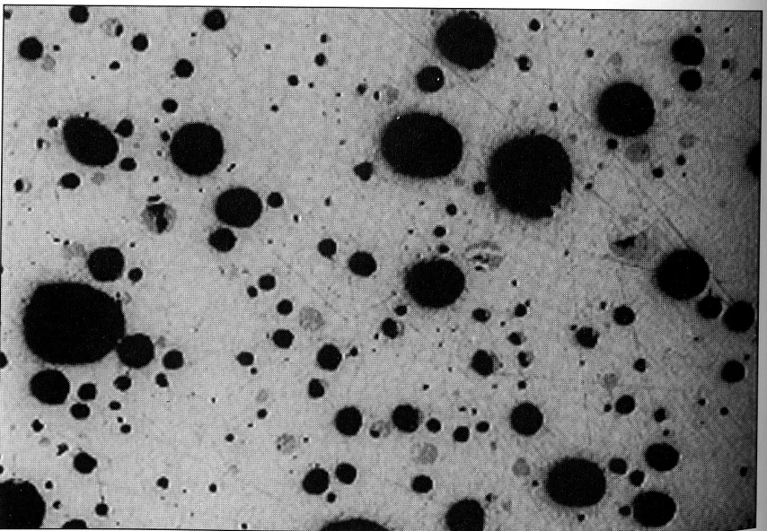 Fig. 1.2 Photomicrograph of round gas porosity in a casting. 