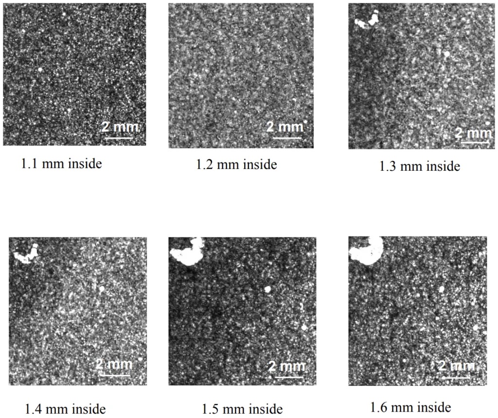 Fig.2.10 Acoustic image with different depth from the surface