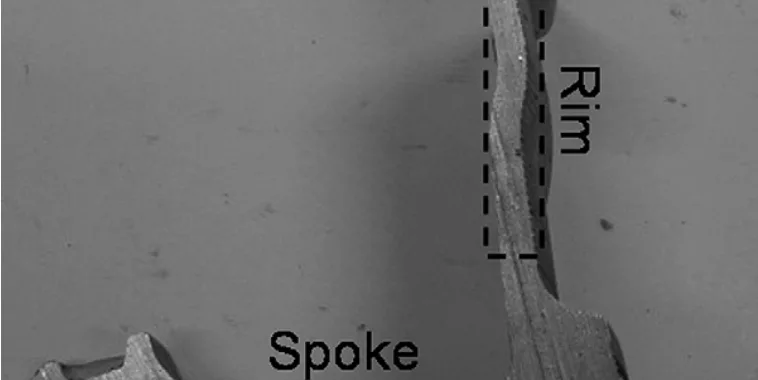 Fig. 1 – Position of the spoke and the rim zone in the wheels analysed.