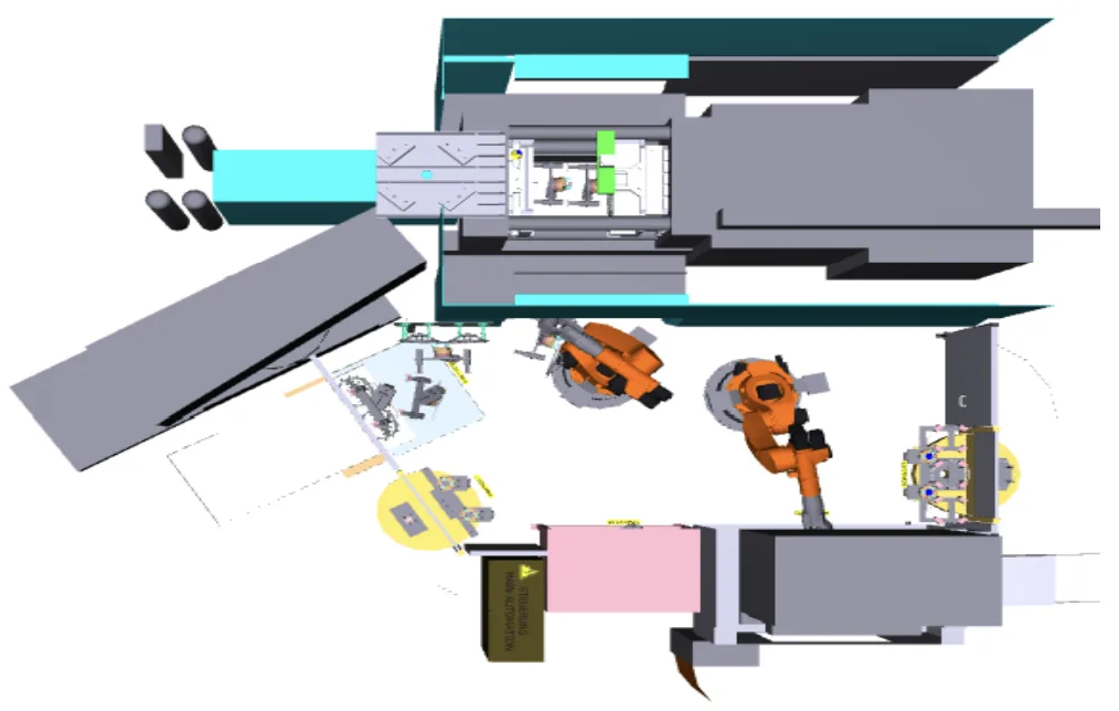 Fig. 4. New layout of the die casting machine- after the implementation of automation