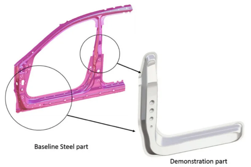 Figure 9. Baseline part and demonstration part geometry (reproduced with permission from Reference [279]; copyright © 2024, The Minerals, Metals & Materials Society).