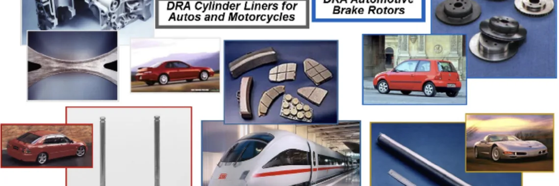 Figure 25. MMC uses in automotive applications as cylinder liners, brake rotors, intake and exhaust valves, and driveshaft, etc.