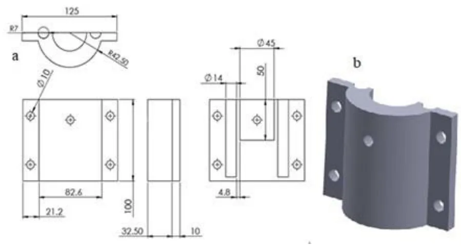 Figure 2. Mould half (split mould) (a) projection views; (b) isometric drawing