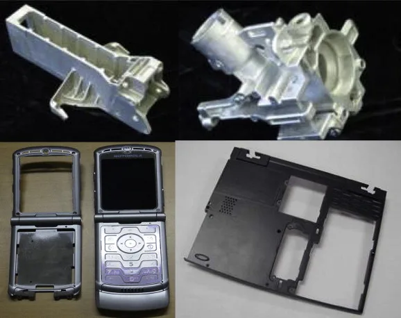 Fig. 4. Typical magnesium parts made by hot chamber die casting process (Courtesy of Contech US, LLC and Foxconn Technology Group, China).