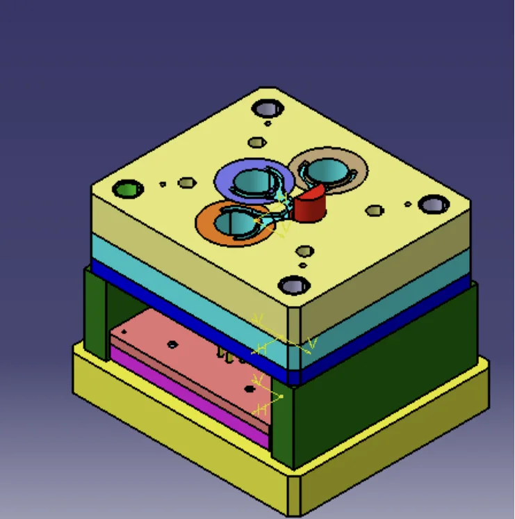 Fig: 8 Fixed half assembly of three cavity die